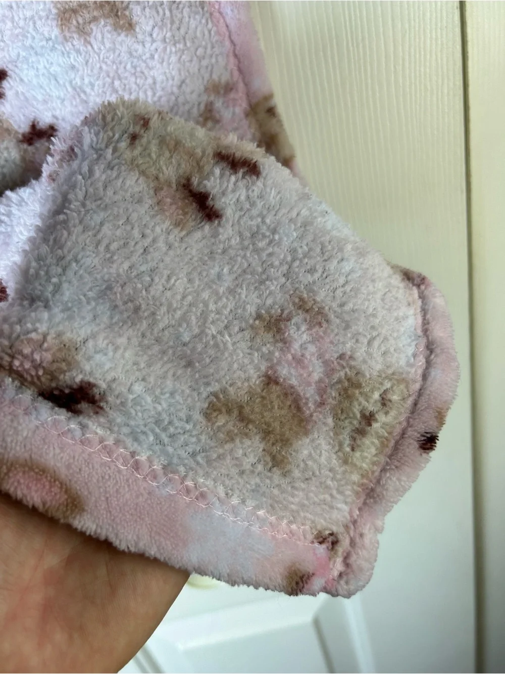 Walmart Parent's Choice Pink Reindeer Baby Girl Blanket Tan White Snowflakes